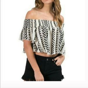 Vici Elan Tribal Gauze Crop Top
